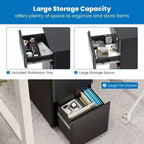 Mount-It! Cassettiera Portadocumenti Mobile con 3 Cassetti e Serratura | Design Sottile per Archiviazione e Organizzazione Sotto la Scrivania per Documenti, Cartelle e Forniture per Ufficio | Nero