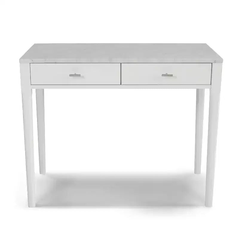 The Bianco Collection Meno 36 Rectangular Italian Carrara White Marble Console Table