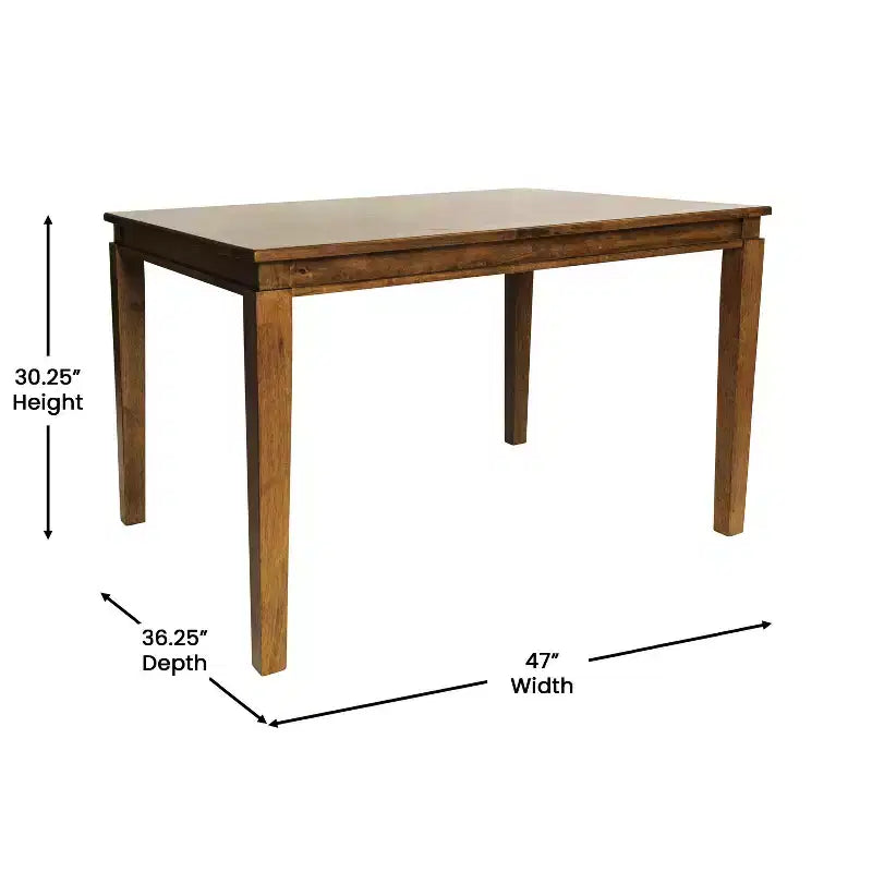 Flash Furniture Henry - Tavolo da pranzo in legno massello, rettangolare, di grado commerciale, per 4 persone