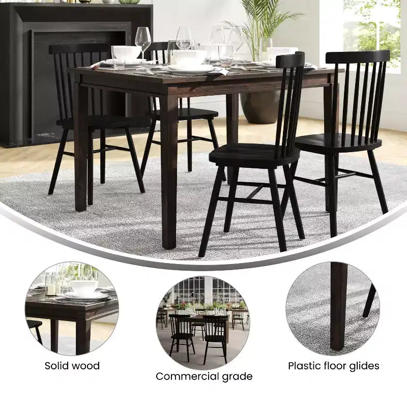 Flash Furniture Henry - Tavolo da pranzo in legno massello, rettangolare, di grado commerciale, per 4 persone