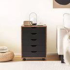 Cassettiera Costway a 5 cassetti, mobile contenitore con ruote, marrone rustico