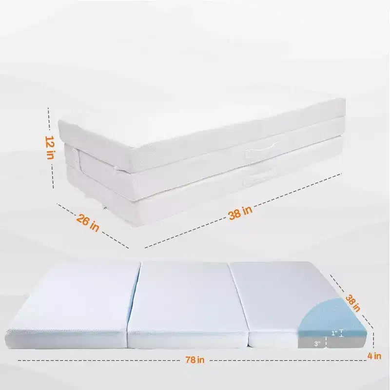 Cheer Collection Materasso Pieghevole a 4 Ante con 1 Strato in Memory Foam Gel Infuso