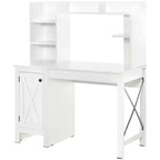 HOMCOM Scrivania da Computer da Fattoria con Credenza e Armadietto, Scrivania da Ufficio con Spazio di Archiviazione, per Studio