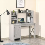 HOMCOM Scrivania da Computer da Fattoria con Credenza e Armadietto, Scrivania da Ufficio con Spazio di Archiviazione, per Studio