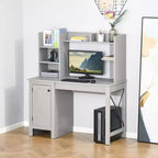 HOMCOM Scrivania da Computer da Fattoria con Credenza e Armadietto, Scrivania da Ufficio con Spazio di Archiviazione, per Studio