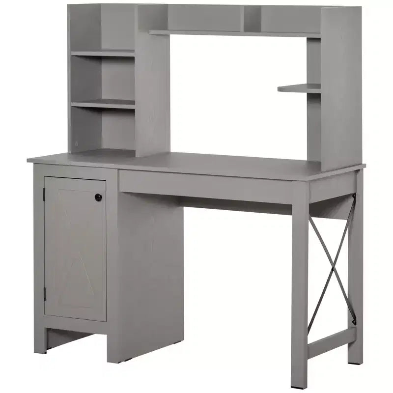 HOMCOM Scrivania da Computer da Fattoria con Credenza e Armadietto, Scrivania da Ufficio con Spazio di Archiviazione, per Studio