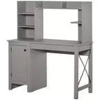 HOMCOM Scrivania da Computer da Fattoria con Credenza e Armadietto, Scrivania da Ufficio con Spazio di Archiviazione, per Studio