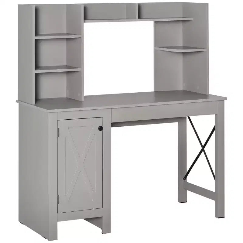 HOMCOM Farmhouse Computer Desk with Hutch and Cabinet, Home office Desk with Storage, for Study
