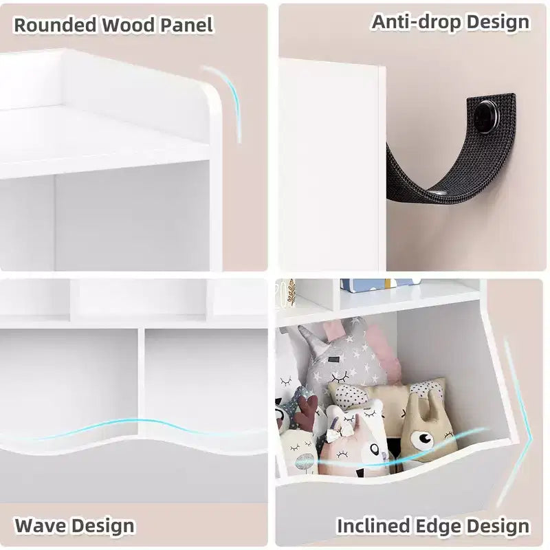 Whizmax Scaffale per bambini e libreria porta giocattoli con ripiani multipli e organizer a scomparti per camerette di maschietti e femminucce
