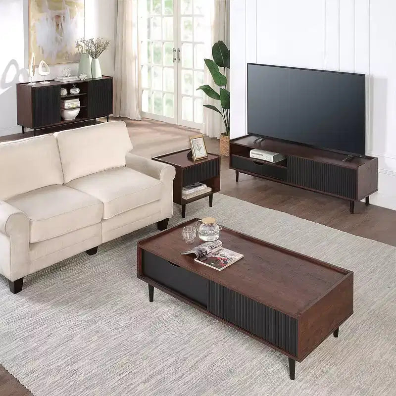 Set di 2 comodini a coste moderni Duane con cassetto - Manhattan Comfort