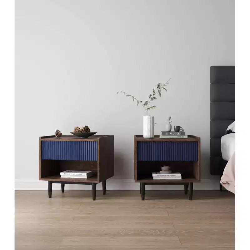 Set di 2 comodini a coste moderni Duane con cassetto - Manhattan Comfort