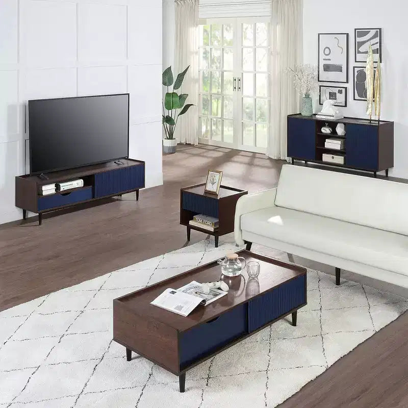 Set di 2 comodini a coste moderni Duane con cassetto - Manhattan Comfort