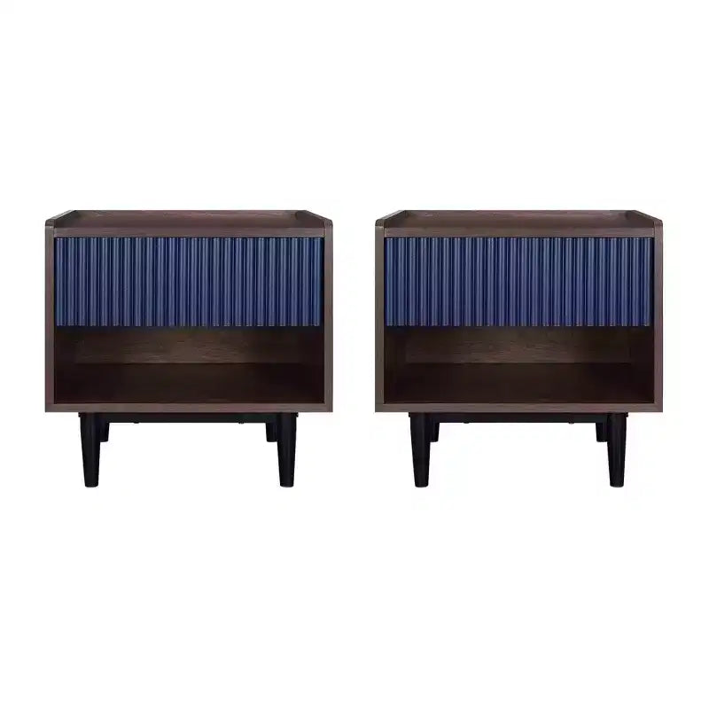 Set di 2 comodini a coste moderni Duane con cassetto - Manhattan Comfort