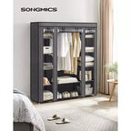 SONGMICS Armadio Guardaroba Portatile da 150 cm Appendiabiti Organizer con Copertura in Tessuto Non Tessuto
