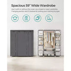 SONGMICS Armadio Guardaroba Portatile da 150 cm Appendiabiti Organizer con Copertura in Tessuto Non Tessuto