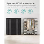 SONGMICS Armadio Guardaroba Portatile da 150 cm Appendiabiti Organizer con Copertura in Tessuto Non Tessuto