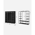 SONGMICS Armadio Guardaroba Portatile da 150 cm Appendiabiti Organizer con Copertura in Tessuto Non Tessuto