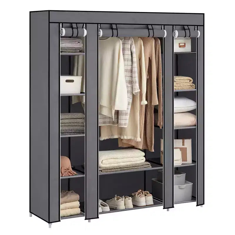 SONGMICS Armadio Guardaroba Portatile da 150 cm Appendiabiti Organizer con Copertura in Tessuto Non Tessuto