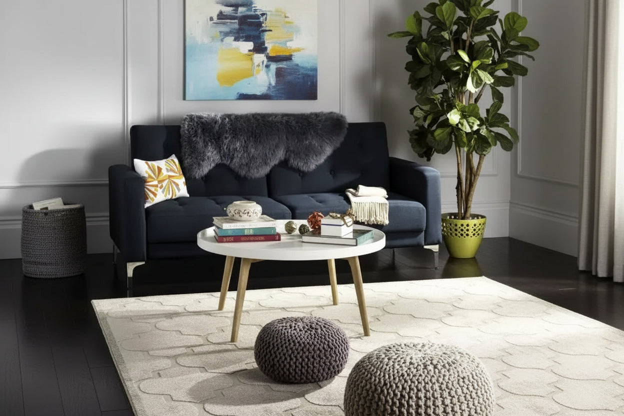 Tavolino rotondo Sage - Bianco/Rovere - Safavieh