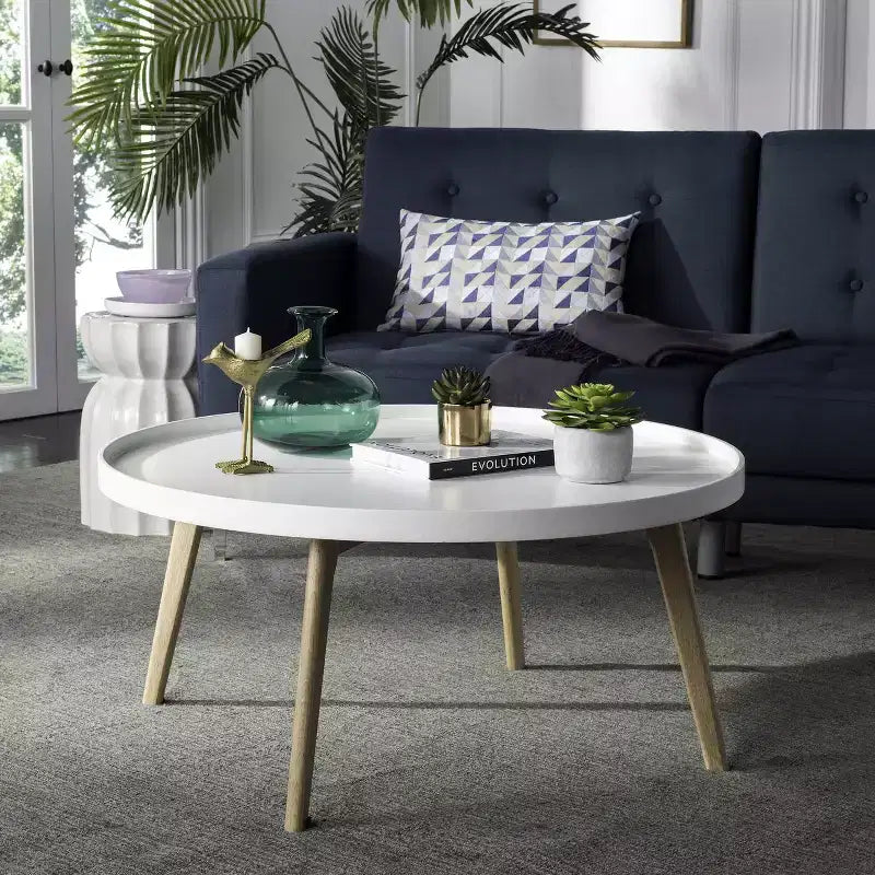Tavolino rotondo Sage - Bianco/Rovere - Safavieh