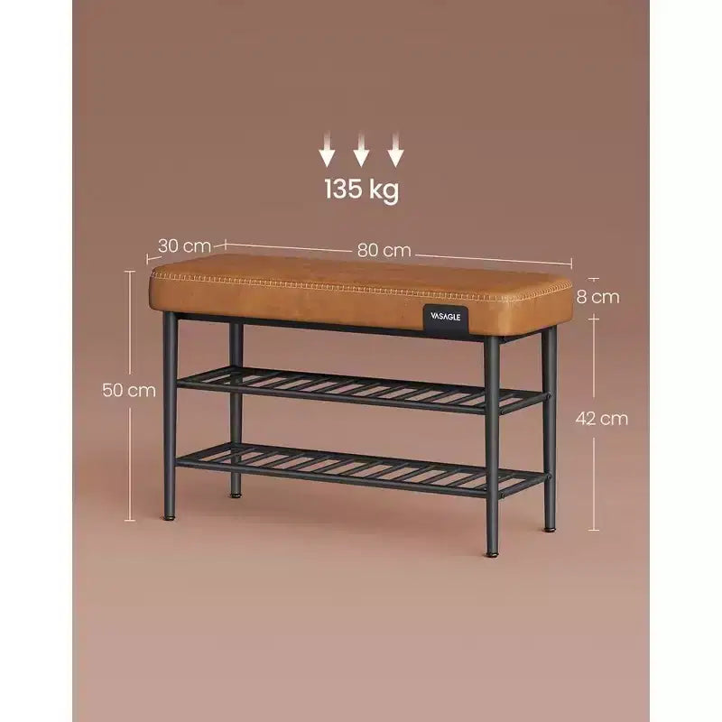 VASAGLE Collezione EKHO - Panca scarpiera, Panchina contenitore, Panca scarpiera da ingresso, Pelle sintetica con cuciture