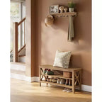 VASAGLE, Panca contenitore da ingresso, scarpiera a 2 ripiani, 30 x 100 x 48 cm, portata fino a 272 kg, stile rustico