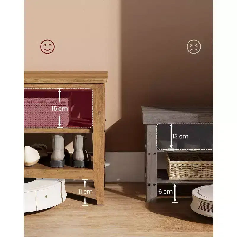 VASAGLE, Panca contenitore da ingresso, scarpiera a 2 ripiani, 30 x 100 x 48 cm, portata fino a 272 kg, stile rustico