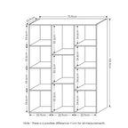 Furinno Libreria Aperta a 3 Ripiani con 11 Cubi, Scaffale da Terra per Esposizione, Mobiletto Contenitore, Bianco