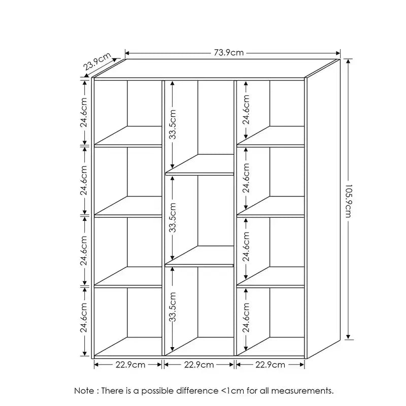 Furinno Libreria Aperta a 3 Ripiani con 11 Cubi, Scaffale da Terra per Esposizione, Mobiletto Contenitore, Bianco
