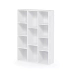 Furinno Libreria Aperta a 3 Ripiani con 11 Cubi, Scaffale da Terra per Esposizione, Mobiletto Contenitore, Bianco