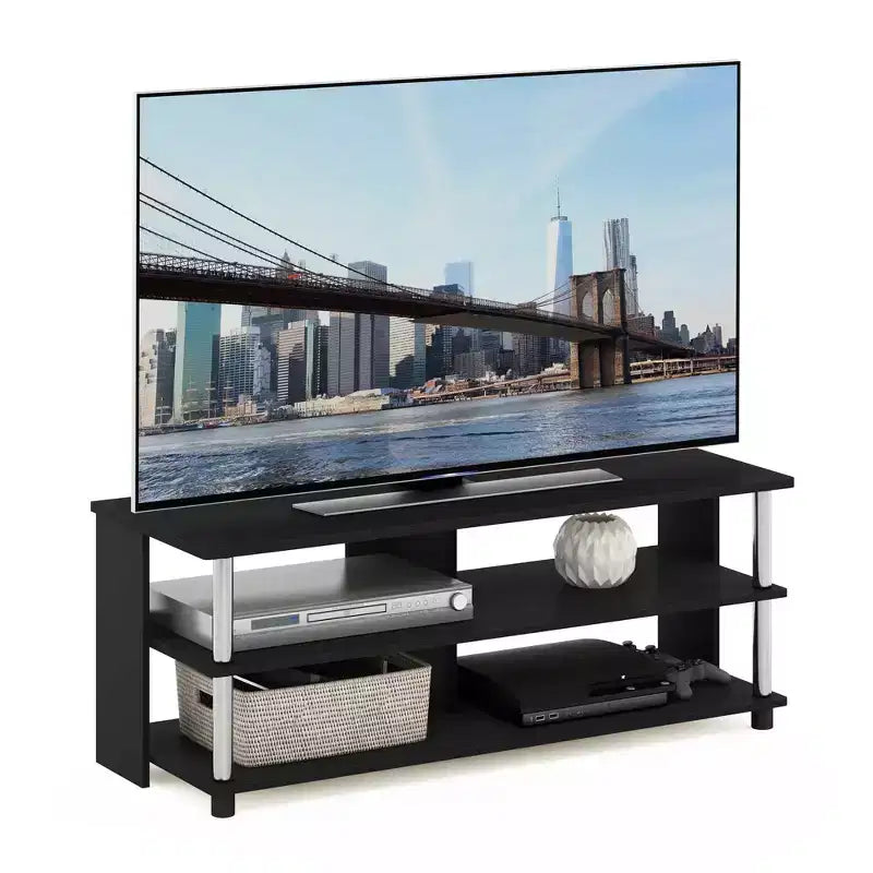 Furinno Mobile TV a 3 Ripiani per TV fino a 48" Tavolino Consolle Centro di Intrattenimento con Ripiani Aperti, Americano