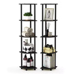 Furinno 2 PEZZI Scaffale Decorativo a 5 Ripiani Aperto Multiuso Angolare, Espresso/Nero