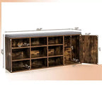 Panca scarpiera Costway con cuscino imbottito, 9 scomparti, scarpiera portaoggetti regolabile Bianco/Grigio/Marrone rustico