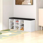 Panca scarpiera Costway con cuscino imbottito, 9 scomparti, scarpiera portaoggetti regolabile Bianco/Grigio/Marrone rustico