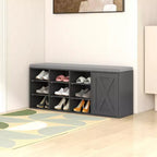 Panca scarpiera Costway con cuscino imbottito, 9 scomparti, scarpiera portaoggetti regolabile Bianco/Grigio/Marrone rustico
