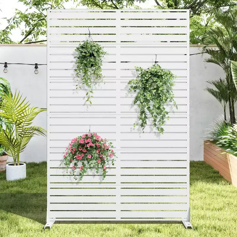 Schermo per la privacy in metallo da esterno 72"H x 47"W – Pannello recinzione autoportante per patio