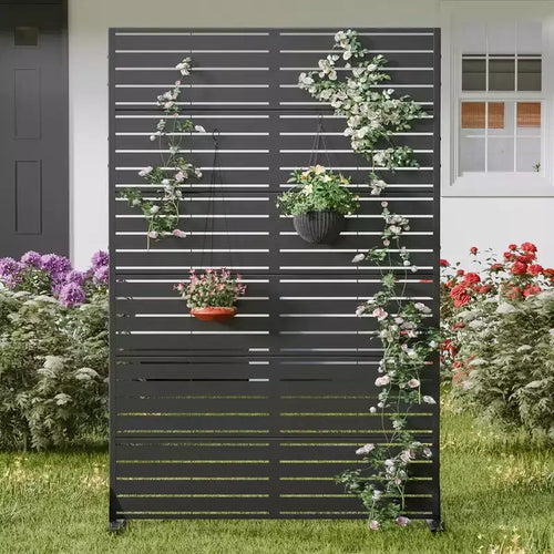 Schermo per la privacy in metallo da esterno 72"H x 47"W – Pannello recinzione autoportante per patio