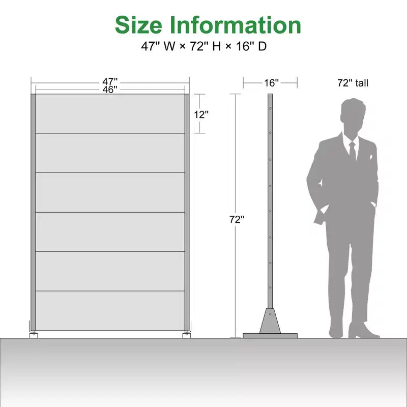 Schermo per la privacy in metallo da esterno 72"H x 47"W – Pannello recinzione autoportante per patio